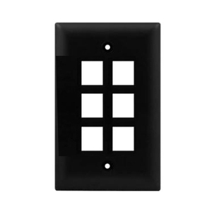 102106BK - 6-Port Keystone Wall Plate - Black