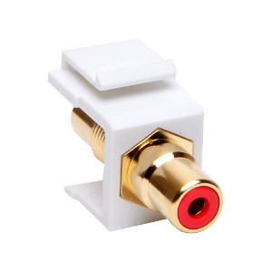 102602WH/RD - Red RCA Keystone Jack Insert - White