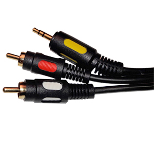 501508/03 - Premium 3.5mm Stereo Male to (2) RCA Stereo Male Cable - Bare Copper Conductors - Gold Plated - 3ft