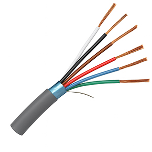 155476GY - Security Wire - 22 AWG/6 Conductor, CL3R, Shielded, Stranded Bare Copper, 1000ft - Grey