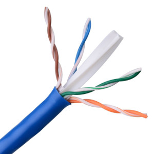 101364BL - CAT6E 550MHz Cable, 4 Pair, UTP, Plenum Rated (CMP), Solid Bare Copper - Blue - 1000ft