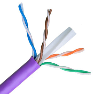 101168PR - CAT6A 750MHz Cable, 10G, 4 Pair, UTP, Riser Rated (CMR), Solid Bare Copper - Purple - 1000ft