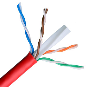 101168RD - CAT6A 750MHz Cable, 10G, 4 Pair, UTP, Riser Rated (CMR), Solid Bare Copper - Red - 1000ft
