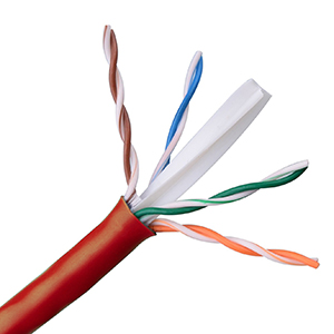 101164RD - CAT6E 550MHz Cable, 4 Pair, UTP, Riser Rated (CMR), Solid Bare Copper - Red - 1000ft
