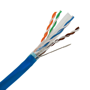 101169BL - CAT6A 10G 750MHz Cable, 4 Pair, FTP (Shielded), Riser Rated (CMR), Solid Bare Copper - Blue - 1000ft