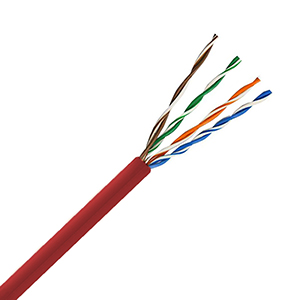 101354RD - CAT5e 350MHz Cable, 4 Pair, UTP, Plenum Rated (CMP), Solid Bare Copper - Red - 1000ft