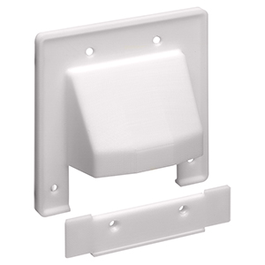 102072WH - Reversible Two-Piece Low-Voltage Cable Entrance Plate - Double Gang - White