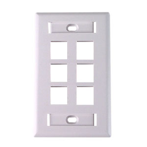 102126D-WH - 6-Port Keystone Wall Plate with 3/8" Station ID - White