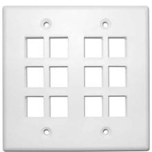 102139XWH - 12-Port Double Gang Keystone Wall Plate - White