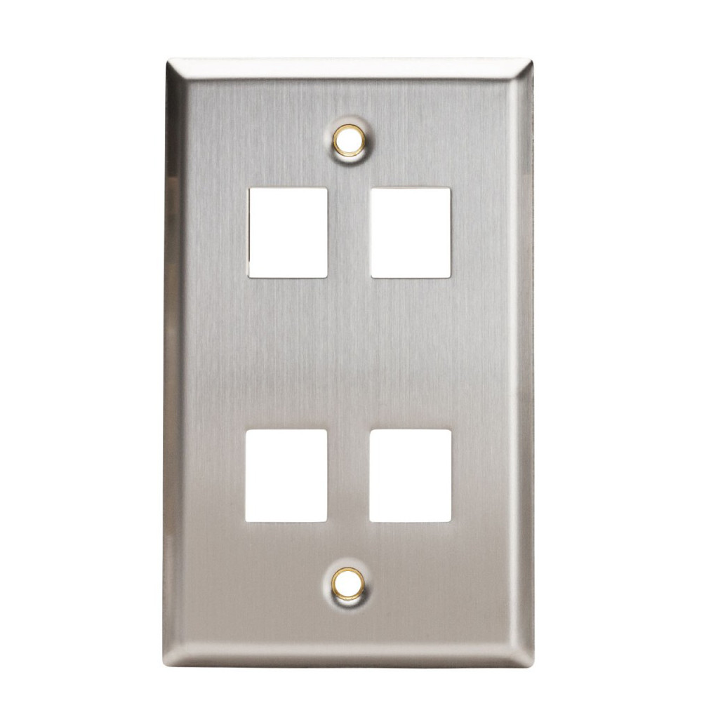 102154 - 4-Port Stainless Steel Wall Plate