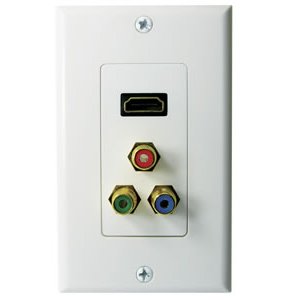 102176WH - HDMI + 3-RCA Component Video (Red/Green/Blue) Wall Plate - White
