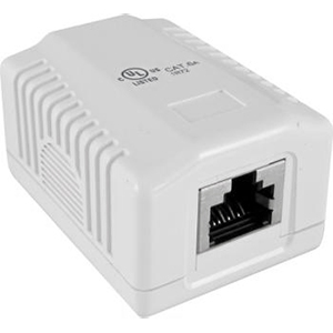 102321WH - 1-Port CAT6 Loaded Surface Mount Jack Box - White