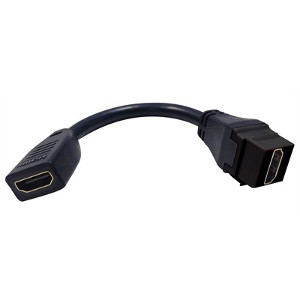 102613BK - HDMI Keystone Jack Insert with 6" Pigtail Cable - Black
