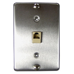 106306SS - 1-Port RJ12 6P6C Hanging Telephone Wall Plate - Stainless Steel