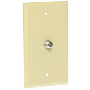 106390IV - 1-Port Smooth Coax F-Type Jack Wall Plate - Ivory