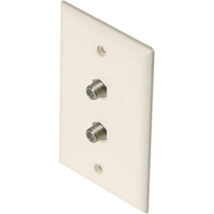 106393AL - 2-Port Smooth Coax F-Type Jack Wall Plate - Almond