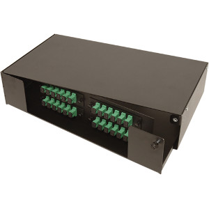 163187 - Fiber Rack Mount Distribution Enclosure w/Swing Out Door - Holds 4 Panels, 2U