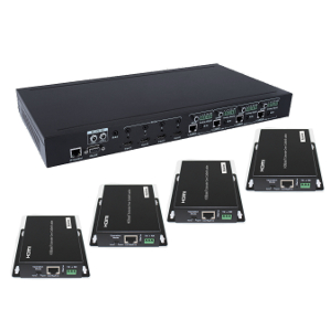 301099-KIT - 4x4 HDBaseT HDMI 2.0 Matrix Switch - 4K, HDCP 2.2, 18Gbps, POC, IR Control, and IP or RS232 Control
