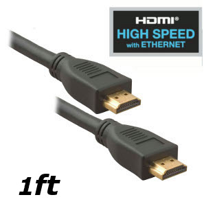 500248/01BK - High Speed HDMI Cable with Ethernet - 28 AWG - 1ft