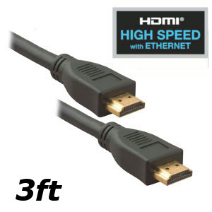 500248/03BK - High Speed HDMI Cable with Ethernet - 28 AWG - 3ft