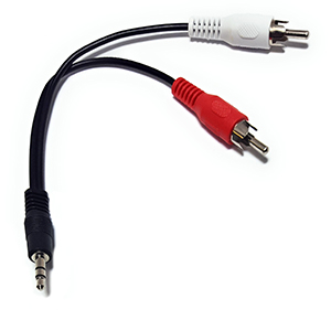 501504/.5BK - 3.5mm Stereo Male to (2) RCA Stereo Male Cable - 6 inch