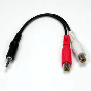 501505/.5BK - 3.5mm Stereo Male to (2) RCA Stereo Female Cable - 6 inch