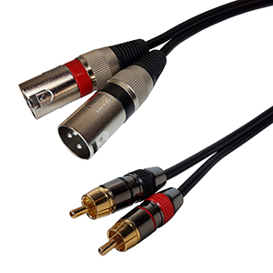 501912/10 - 2 XLR 3-Pin Male to 2 RCA Stereo Cable - Male to Male - 10ft